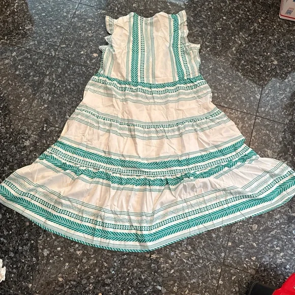 Green and White Striped Summer Midi Dress - Picture 5 of 5